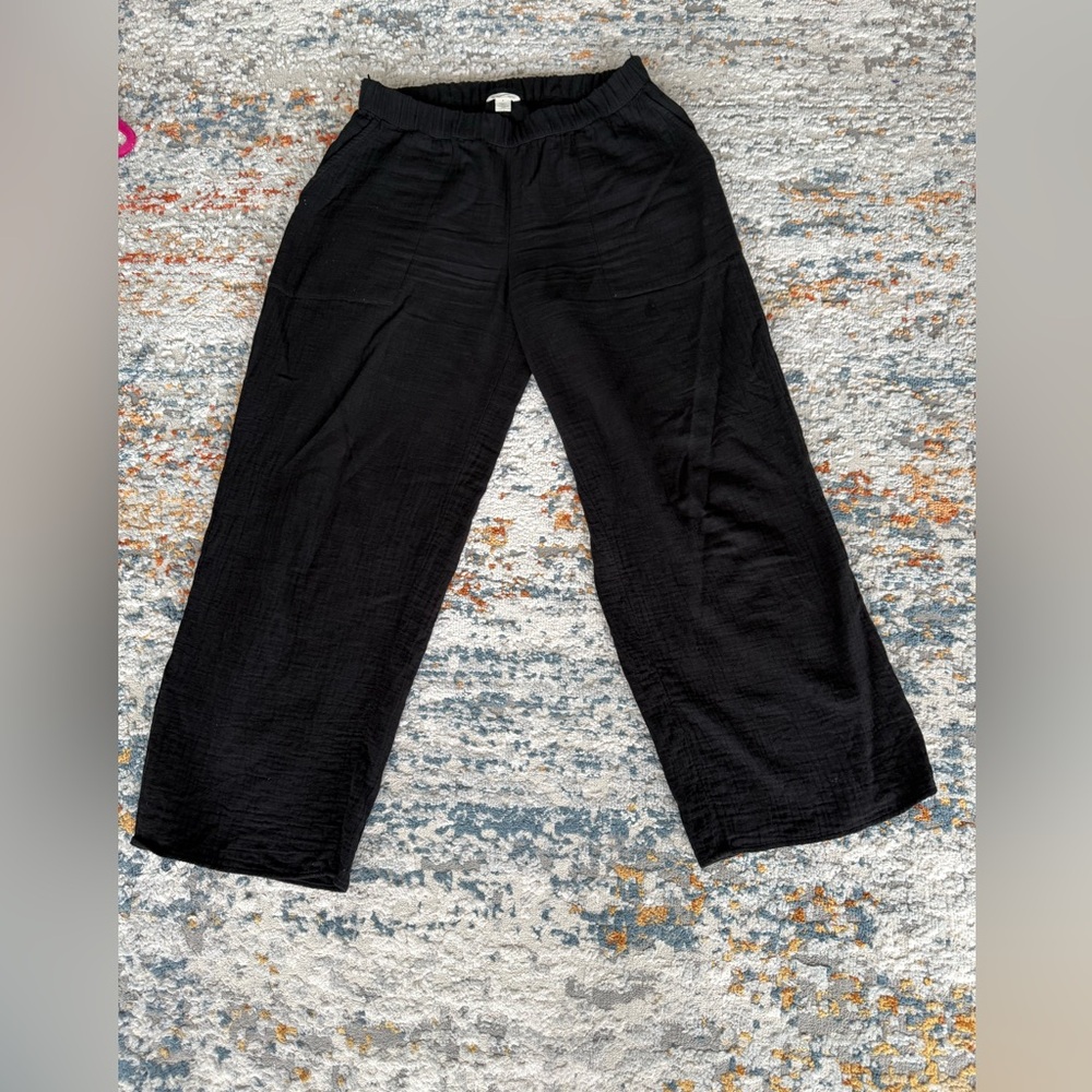 Caslon 100% Cotton Gauze Pull On Wide Leg Pants Size Small